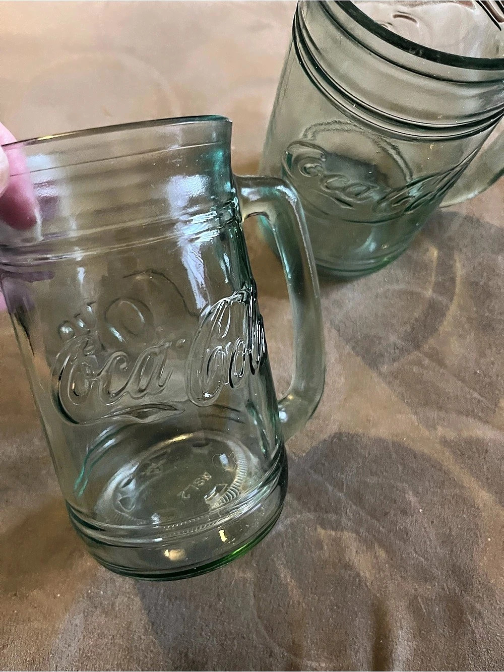 Coca-Cola Embossed Glass Beer Mug Set of 2 Clear
